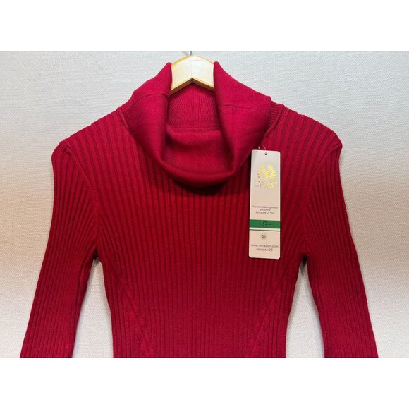 V28 Women's Turtle Neck Bodycon Sweater Dress Knit Long Sleeve Size Small Red - Picture 5 of 12